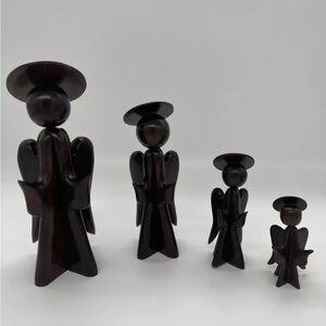 Vintage MCM Scandinavian Style Ironwood Graduated Angels Set of 4 Christmas